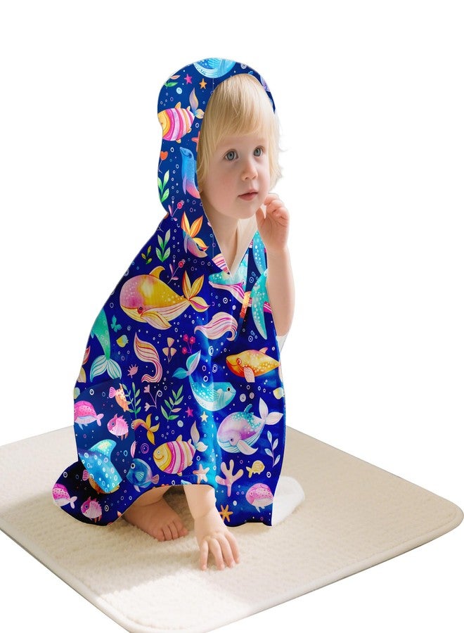 هابي فلوت مناشف أطفال هابي فلوت بغطاء للرأس - مناشف ناعمة بغطاء للرأس للأطفال من عمر 0 إلى 4 سنوات، مناشف استحمام للأطفال ومناشف غسيل - منشفة شاطئ مثالية للأطفال ومناشف للأطفال حديثي الولادة للبنات والأولاد (دولفين) - Image 1